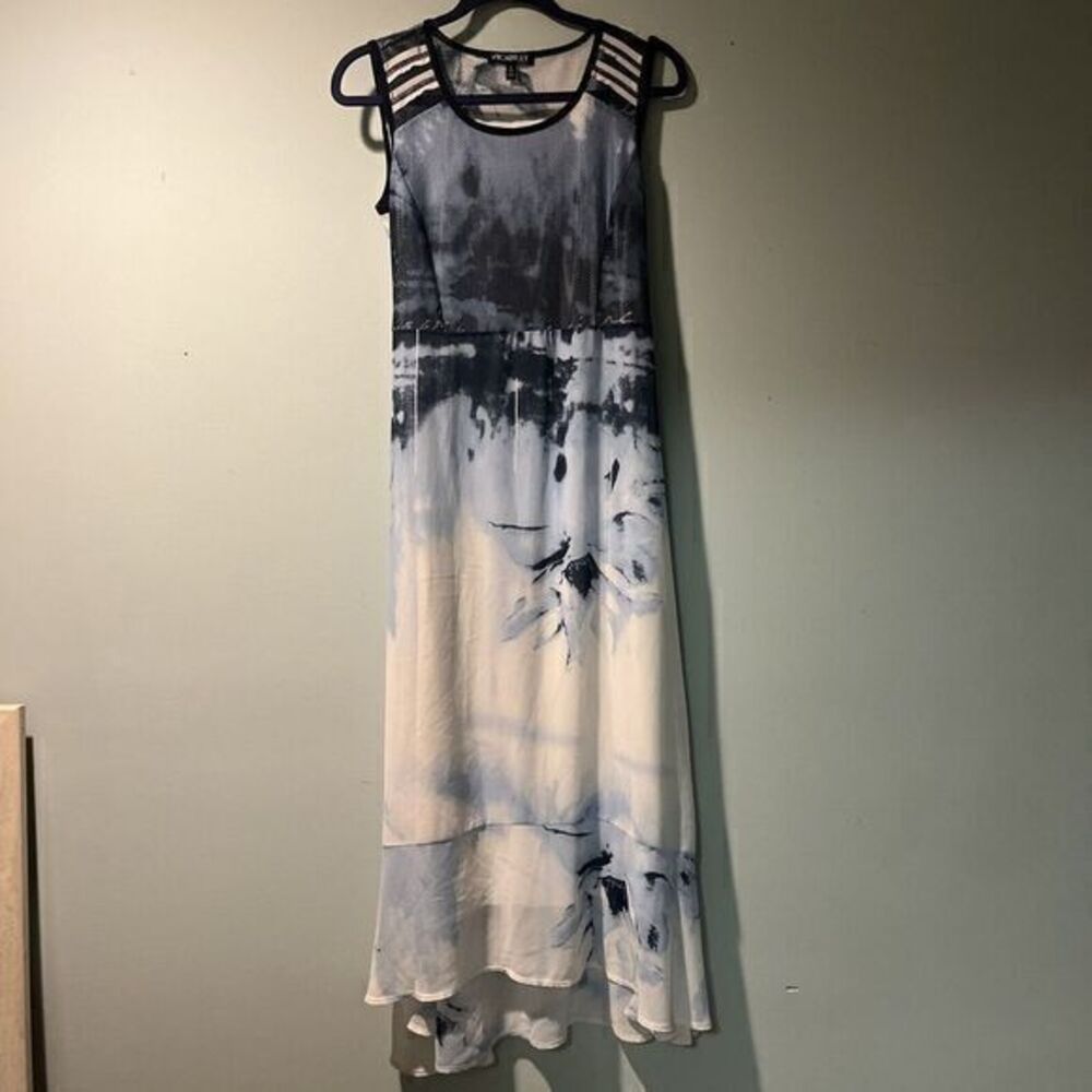 Picadilly Womens Dress S Blue AbstractFloral Lined Sundress Made In Canada Mesh